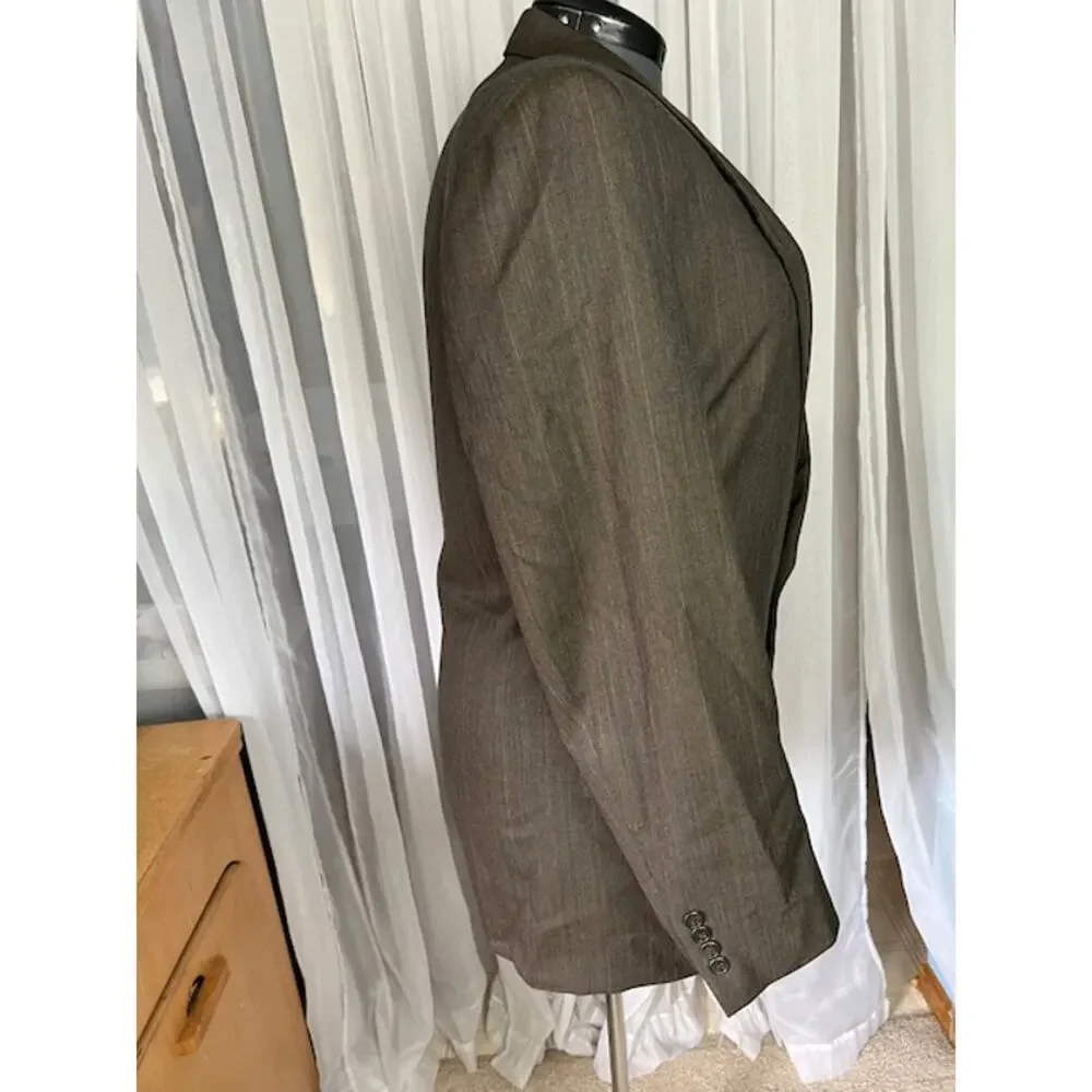 blazer 1980s pin striped tan brown